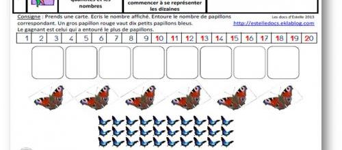 GS - Jeu de numération - Papillons - De 1 à 20