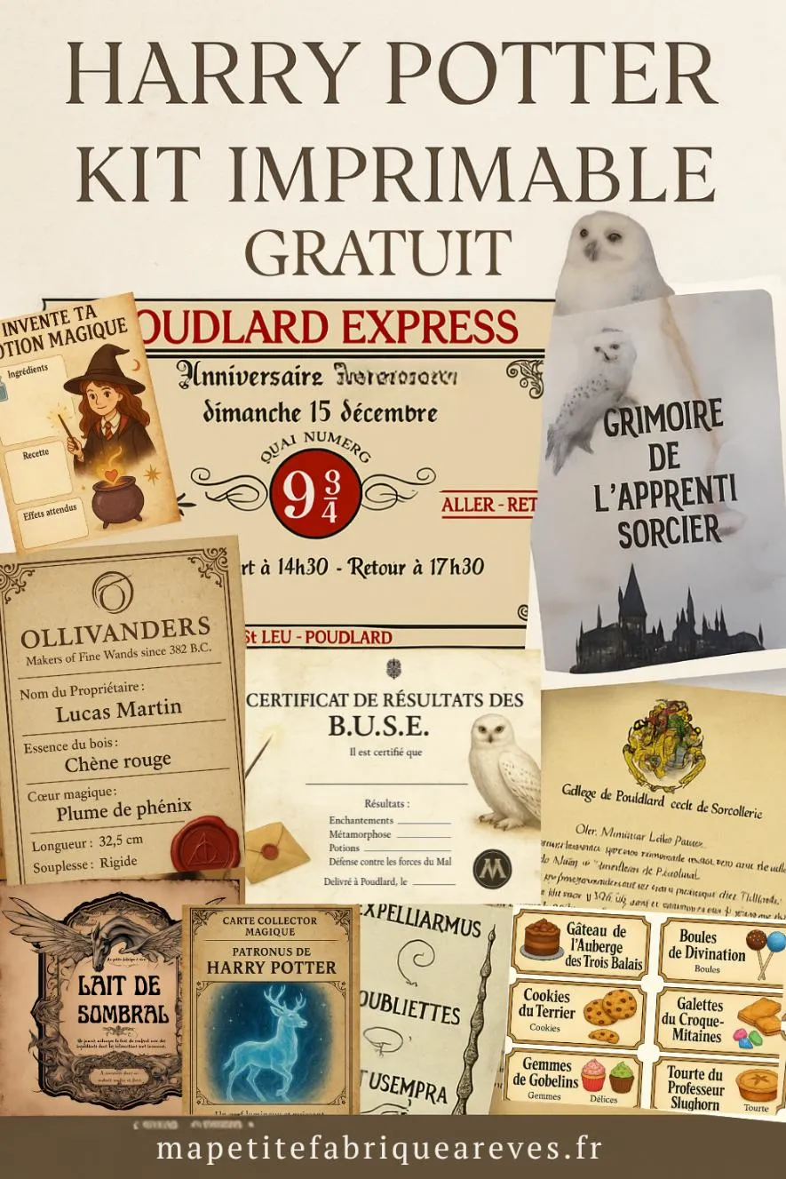 Kit à imprimer Harry Potter anniversaire gratuit 