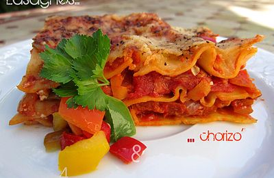 Lasagnes quatre poivrons et chorizo