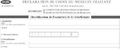 Le formulaire du médecin traitant