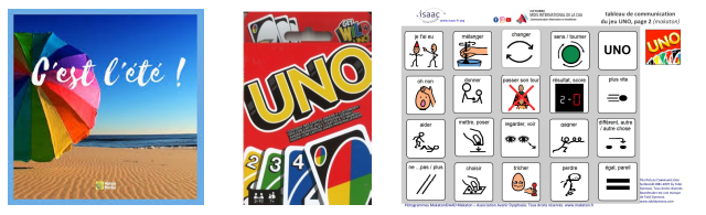 Jeu de Uno : pictogrammes associés au jeu, et version en ligne
