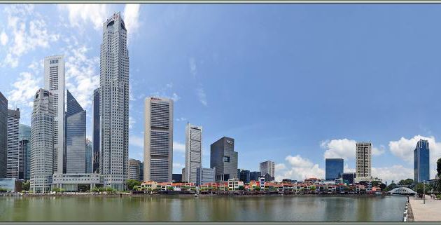 12/09/22 : Le pont suspendu Cavenagh Bridge (1869) sur Singapour River et ses environs - Singapour 