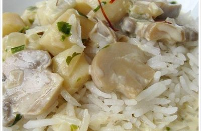 Saint-Jacques & champignons au vin blanc et au safran