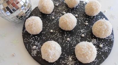Truffes blanches au chocolat blanc & noix de coco