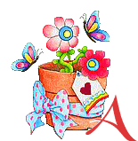 Alphabet "pot de fleurs et papillons"