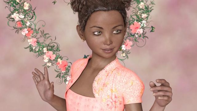 Fillette "Joli cœur" (image-poser-render)