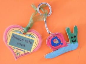 * Bricolage:un porte clef bois et une carte (fête des pères 2015)