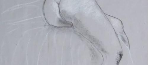 Dimanche - Crayon noir et craie blanche