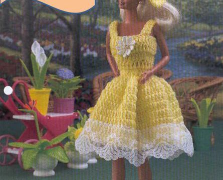 Barbie en robe "Soleil d'été' au crochet