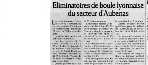 Eliminatoires du secteur d'Aubenas