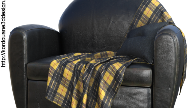 Tube de fauteuil avec plaid (render-image)