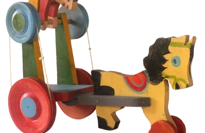 cheval tirant un acrobate