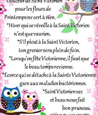 Dictons et Fête du jour Victorien + grille prénom  !