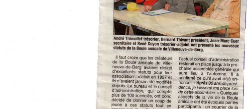 BOULE AMICALE - LA TRIBUNE DU 22 MARS 2012