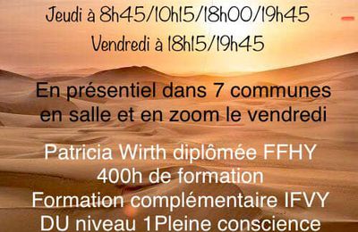 Yoga, tous les cours de la saison 2024/2025