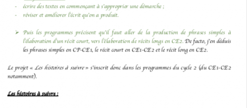 Histoires à suivre (production d’écrits CE1-CE2)