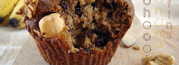 Participation au Muffin Monday #22 - Muffins énergétiques banane-chocolat-muesli aux 4 noix et farine bio aux 5 céréales !!