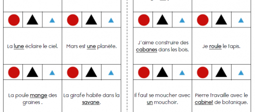 Cartes à pince : Grammaire (verbe, nom, déterminant)