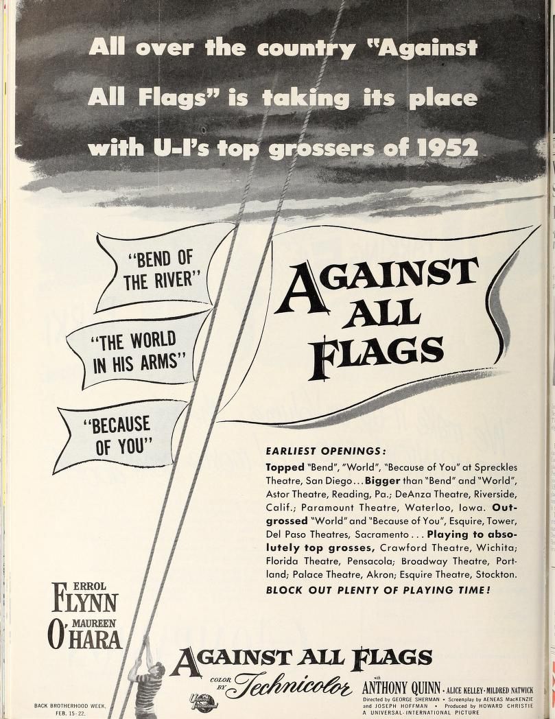 AGAINST ALL FLYGS BOX OFFICE USA 1952