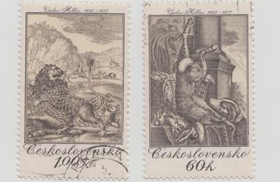 Tchécoslovaquie - 1975 - Nature morte avec lièvre - Le lion et le rat fable d'Esope