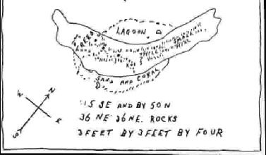 Carte au trésor de Kidd,  N°2 découverte par Hubert palmer derrière un mirroir dans un petit coffre ayant appatenu à Kidd, dans les années 30. (Albert Fagioli)
