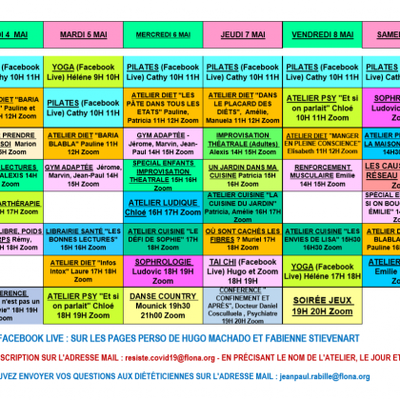 Planning du 04 mai au 10 mai