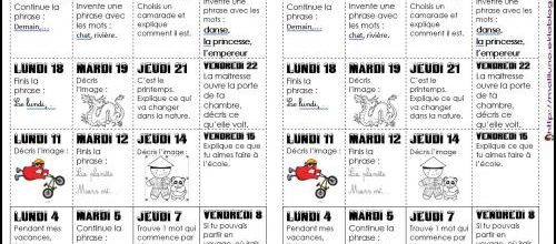 MAJ: calendrier d'écriture de Mars 2024