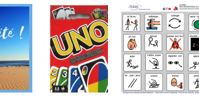 Jeu de Uno : pictogrammes associés au jeu, et version en ligne