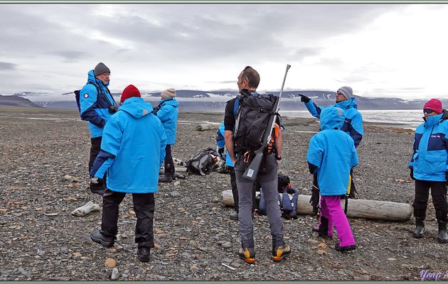 14 juillet 2024, 9 heures : nous débarquons sur la plage de la baie Diskobukta pour entrer dans son canyon aux mouettes tridactyles, et peut-être avec aussi des renards polaires (isatis) - Edgeøya - Svalbard - Norvège 