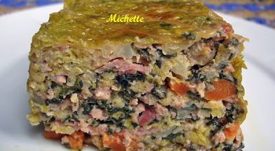 Gâteau salé aux légumes et 2 viandes