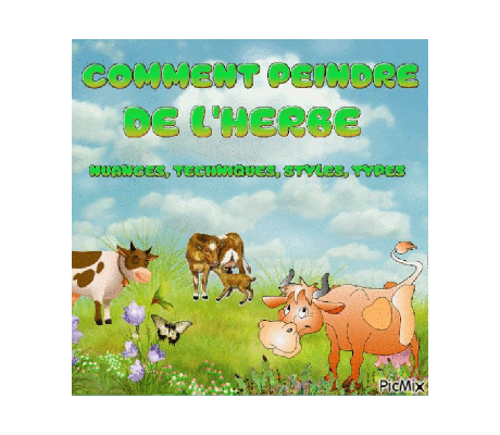 Dessin et peinture - vidéo 4468 : Comment peindre de l'herbe verte 2/3 (nuances, techniques, styles, types) ? - huile, acrylique.