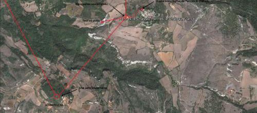 Rennes le Château et le Casteillas.(Photo Google Earth) (Albert Fagioli)
