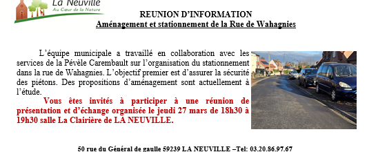 Aménagement et stationnement rue de Wahagnies : Rappel 