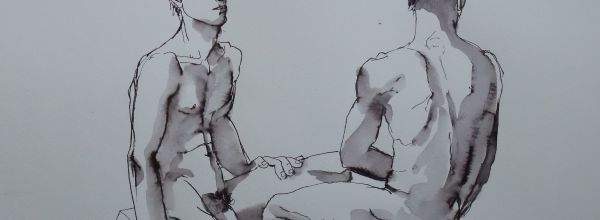Lundi - Nu masculin deux poses assises