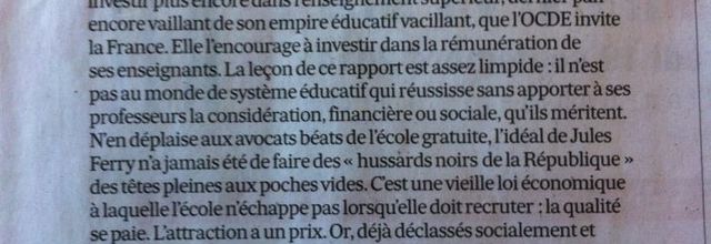 L'argent des enseignants, par Jean-Francis Pécresse (Les Échos)