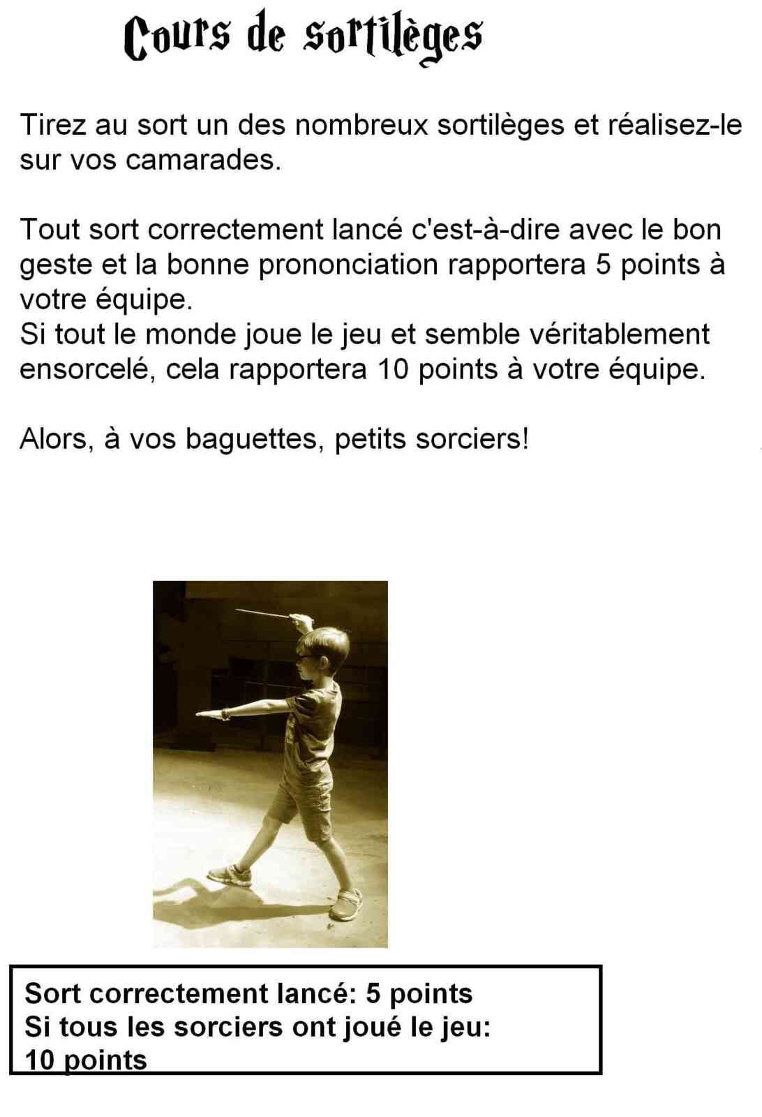 Cours de sortilèges anniversaire Harry Potter
