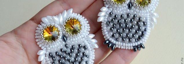 Perles : chouette broche