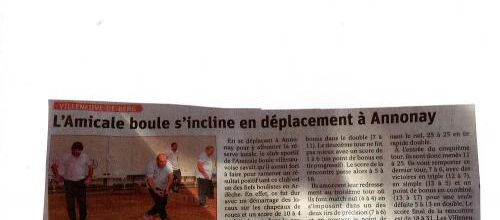 L'Amicale boule s'incline en deplacement à Annonay
