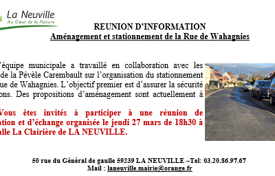 Aménagement et stationnement rue de Wahagnies : Rappel 