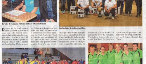  12H Aubenas : PRIVAS sur la plus haute marche