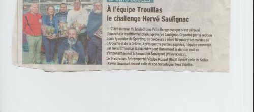 L'equipe Trouillas Gerard Vainqueur à Privas le 14 janvier 2018