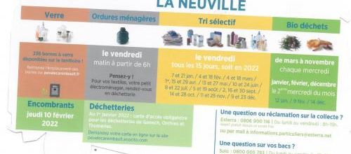 Calendrier des collectes 2022