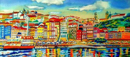 Porto-Portugal .Peinture à l'huile.Mohamed Aib.05 Fevrier 2017 .