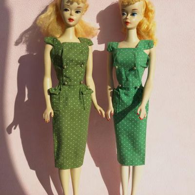 Barbie vintage #3 : Pak Polka dot Sheath Dress - green