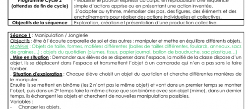 Séquence EPS : Cirque Cycle 2
