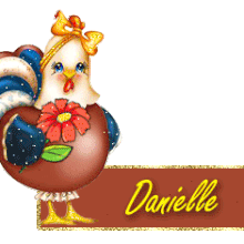 747  - Poule en chocolat - Fleur - signature