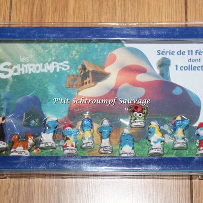 Coffret de 11 fèves Schtroumpf "Les Schtroumpfs et le Village Perdu" AUCHAN 2018