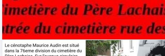 Hommage à Maurice Audin au cimetière du Père Lachaise -11 Juin 2024