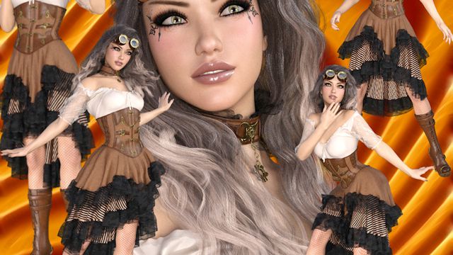 Fantine : Femme Steampunk (image png-tube)