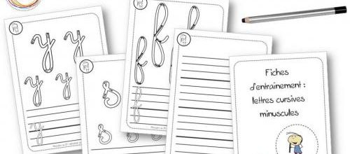 "Fiches-ardoises" pour s'entraîner à écrire les minuscules cursives